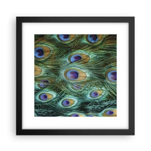 Poster in cornice nera - Lo sguardo del pavone - 30x30 cm