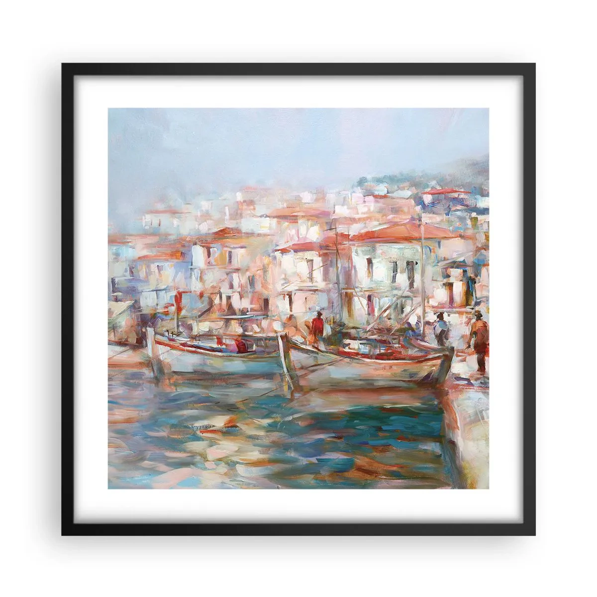 Poster in cornice nera - Vacanze in pastello - 50x50 cm