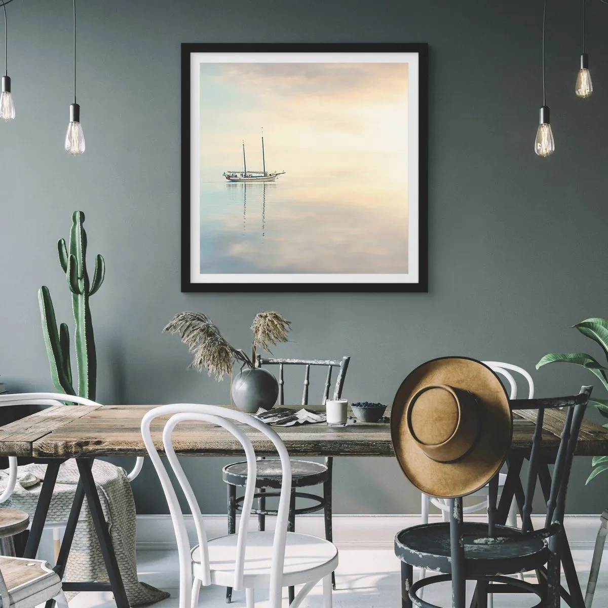 Poster in cornice nera - Silenzio in mare - 40x40 cm