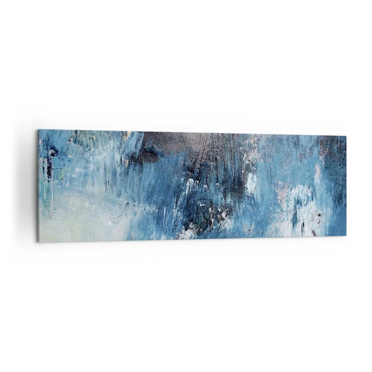 Quadro su tela - Stampe su Tela - Pennellate astratte in tonalità di blu - 160x50cm - Rapsodia blu - Decorazione murale moderna per soggiorno e camera da letto ARTTOR