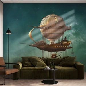 Fotomurale su misura Premium Sand - Saluti da Jules Verne - retrò, Viaggio, Palloncino