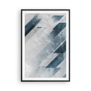 Poster in cornice nera - Composizione spaziale: movimento in grigio - 61x91 cm