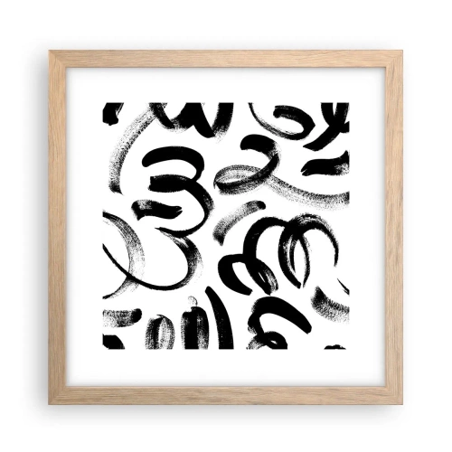 Poster in cornice rovere chiaro - Nero su bianco - 30x30 cm