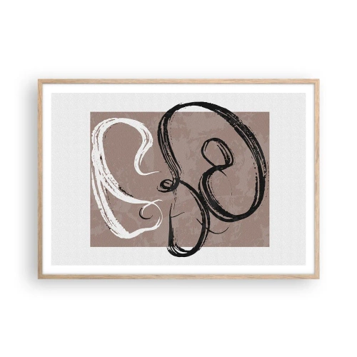 Poster in cornice rovere chiaro - Composizione: alla ricerca della pienezza - 100x70 cm