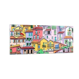 Quadro su vetro - Città allegra - 100x40 cm