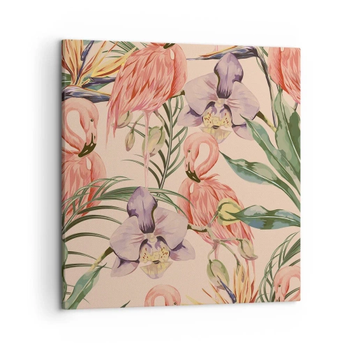 Quadro su tela - Stampe su Tela - Un ballo rosa nei fiori - 50x50 cm