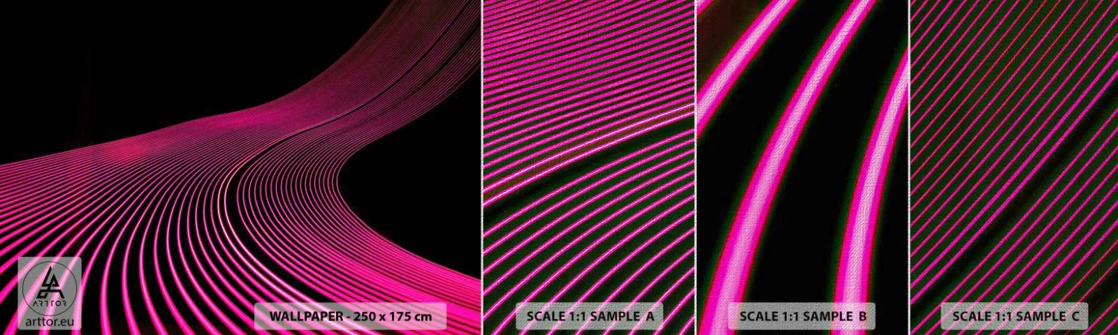 Campione di Fotomurale Premium Canvas - Il viale della luce - Linee, Moderno, Neon - 100x30 cm