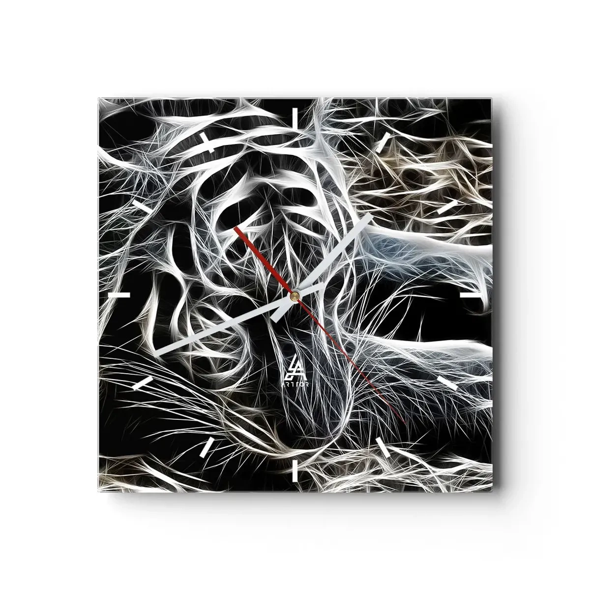 Orologio da parete - Orologio in Vetro - Studio di leggerezza felina - 40x40 cm