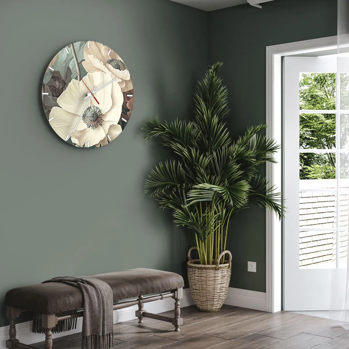 Orologio da parete - Orologio in Vetro - Il sussurro dei papaveri - 30x30 cm