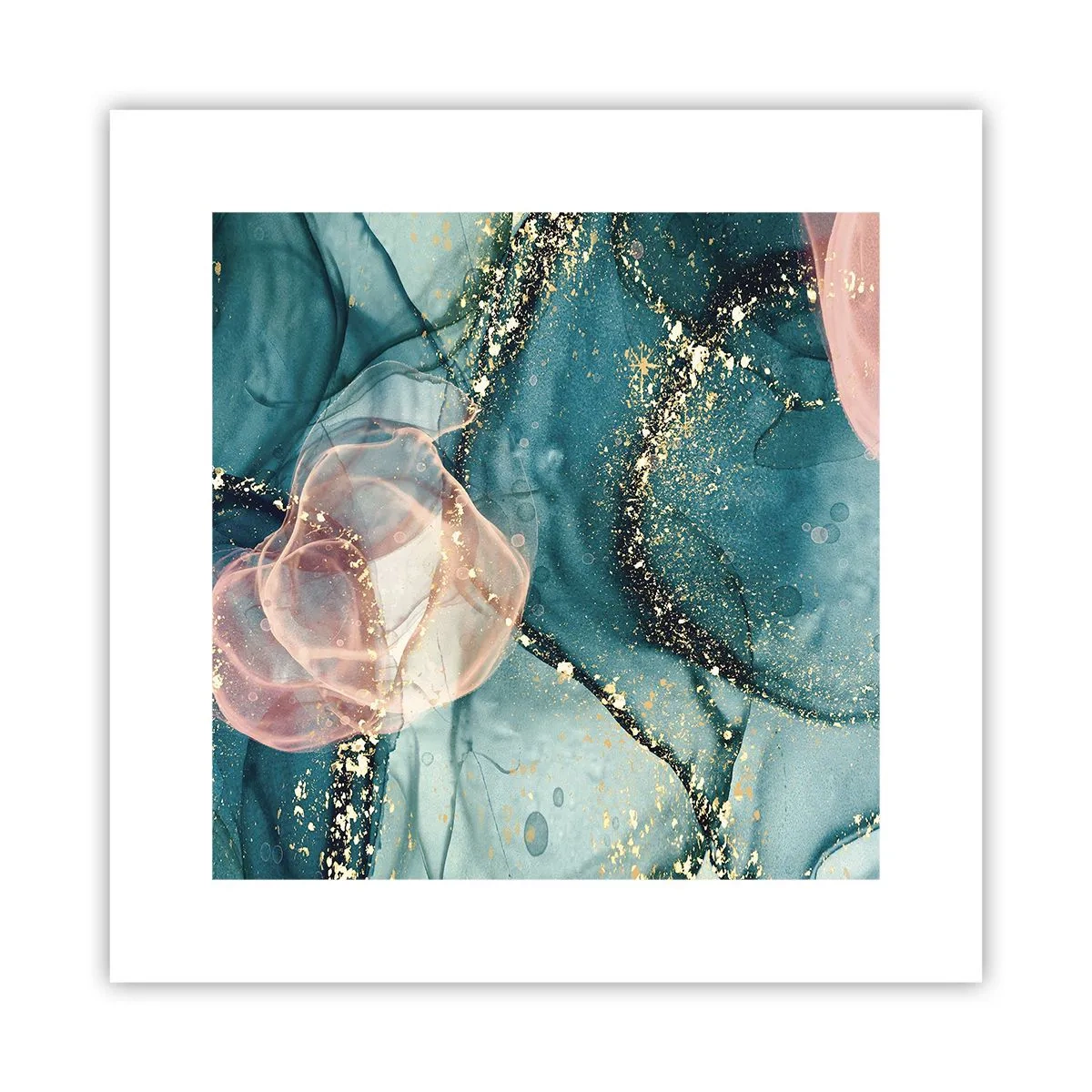 Poster - Blu di seta, rosa di tulle - 30x30 cm