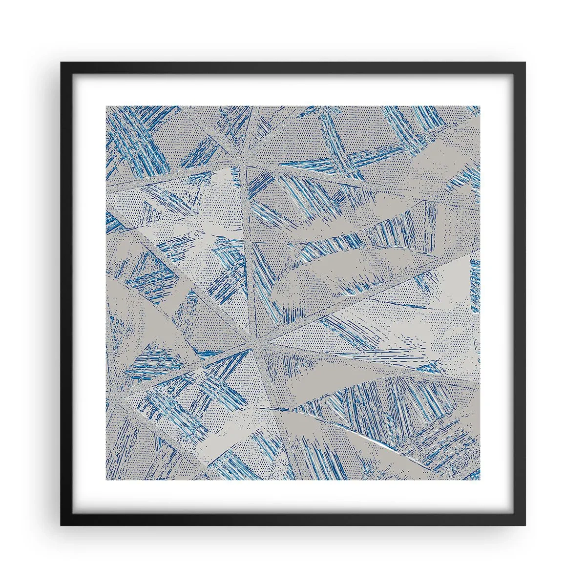Poster in cornice nera - Nel labirinto grigioblu - 50x50 cm