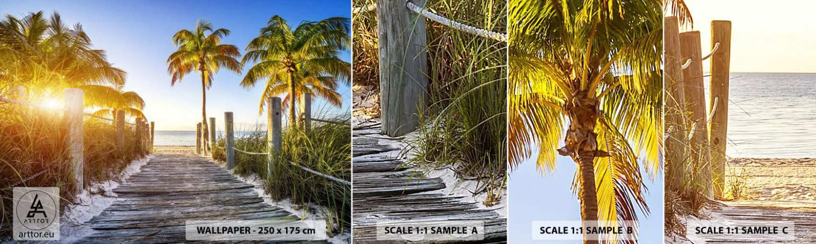 Campione di Fotomurale Adesivo Deluxe Sticker - Dritto in paradiso - Paesaggio, Palma da cocco, Spiaggia - 100x30 cm