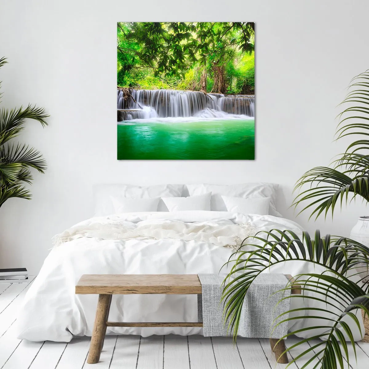 Quadro su tela - Stampe su Tela - Cascata nel verde - 50x50 cm