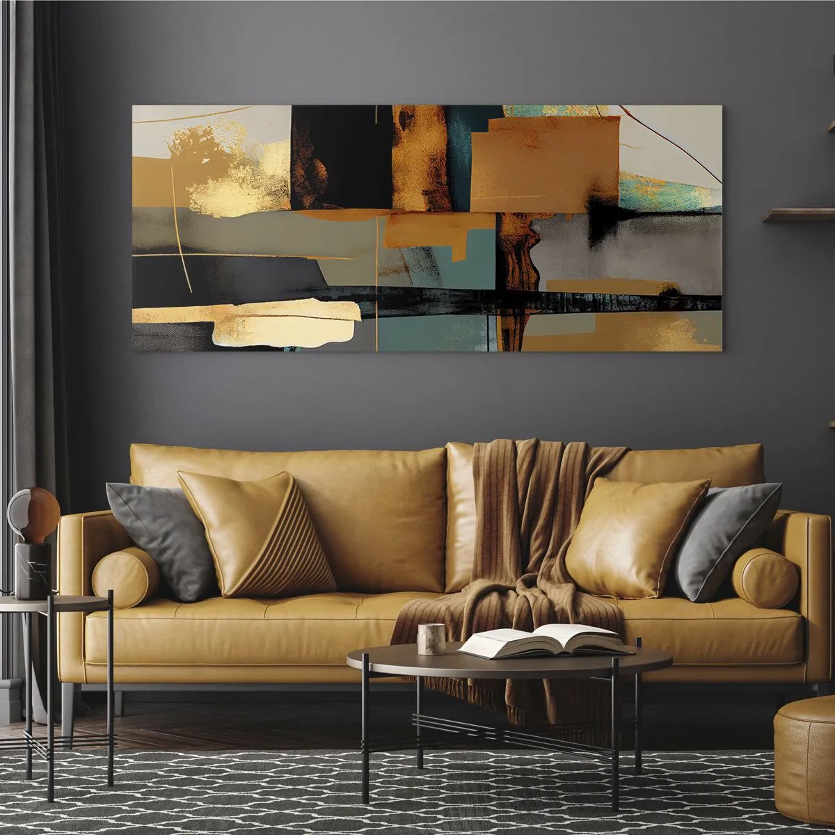 Quadro su vetro - Astrazione: luci e ombre - 100x40 cm