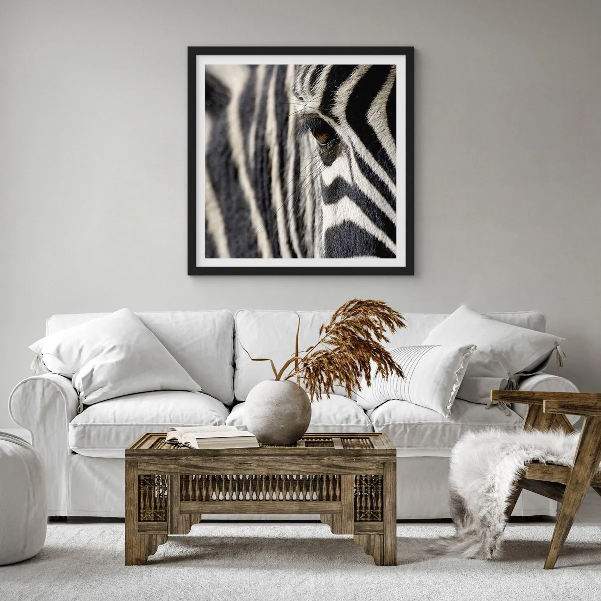 Poster in cornice nera - Ritratto a strisce - 40x40 cm