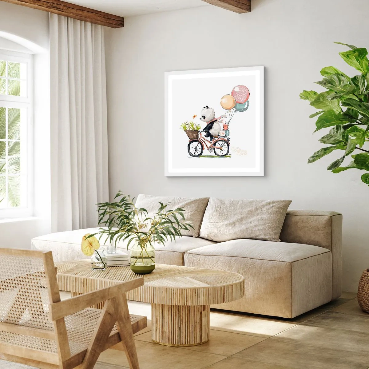 Poster in cornice bianca - Giorno felice - 40x40 cm