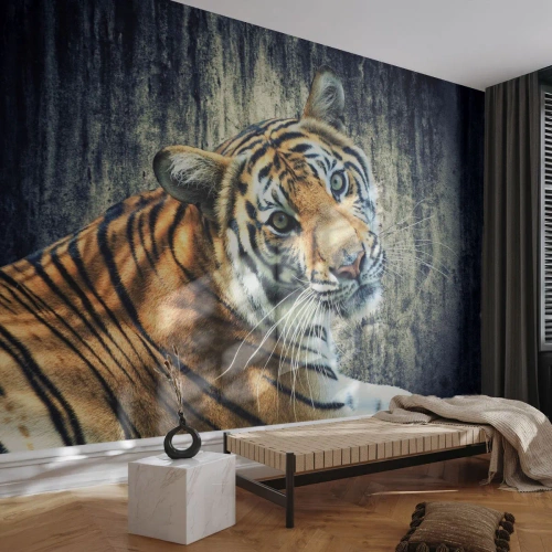 Fotomurali Autoadesivo Deluxe Sticker - Ritratto nei flussi di luce - Animali, Tigre, Africa - 200x140 cm