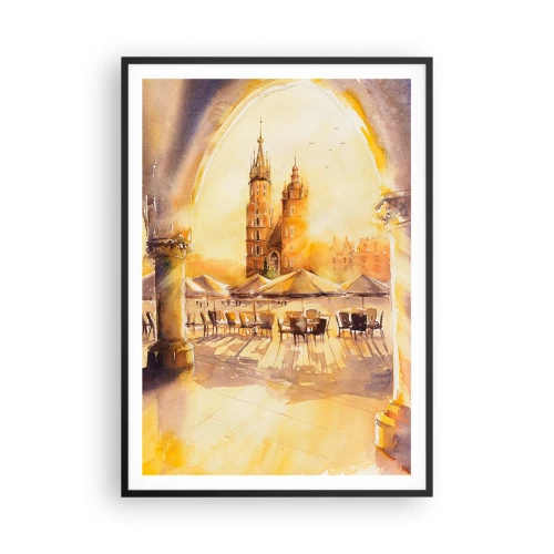 Poster in cornice nera - Alba sulla piazza di Cracovia - 70x100 cm