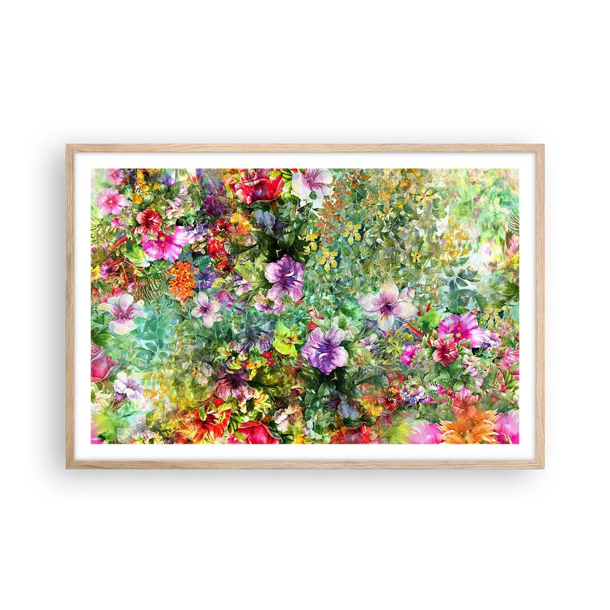 Poster in cornice rovere chiaro - Perdersi nei fiori - 91x61 cm