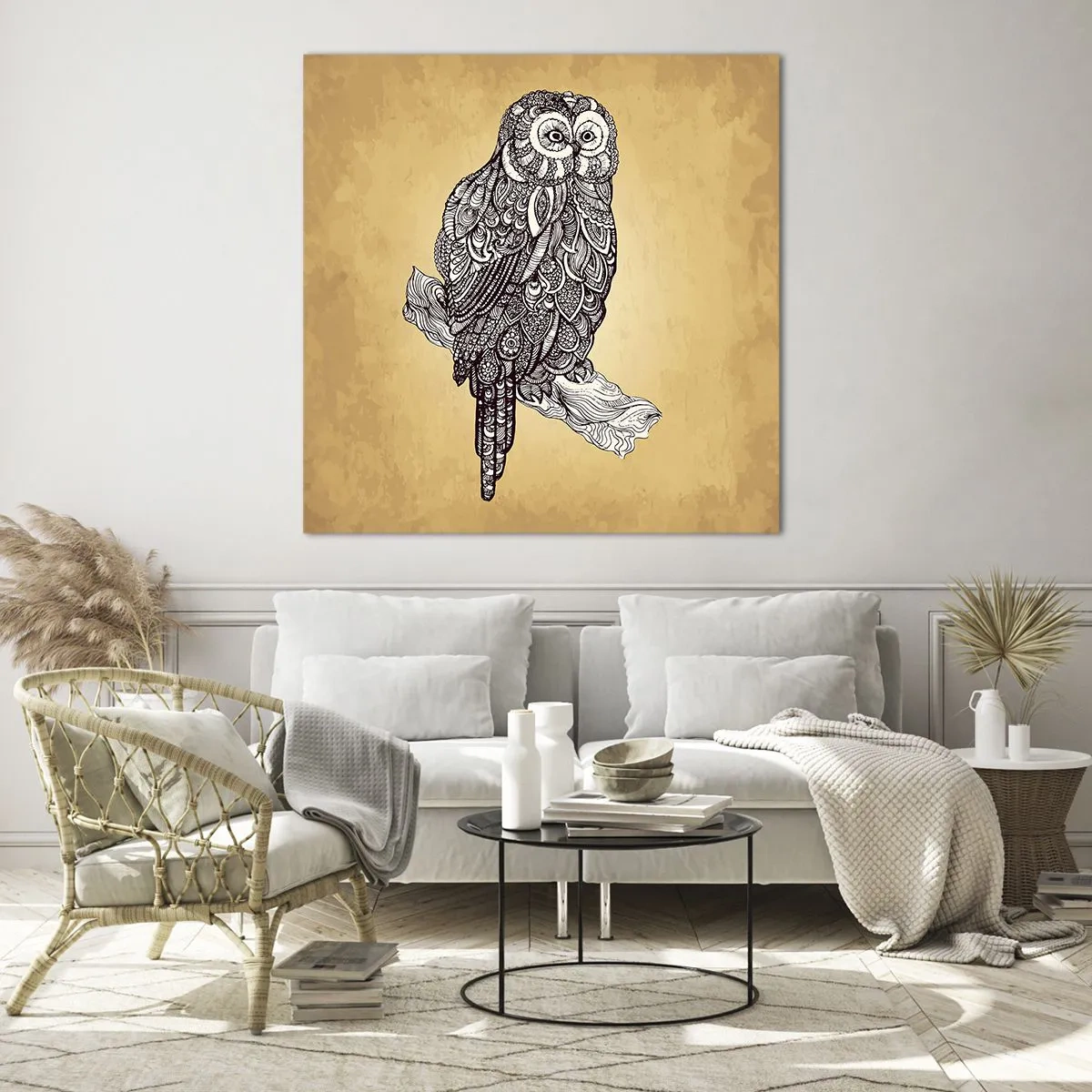 Quadro su vetro - Delicati ghirigori di saggezza - 40x40 cm