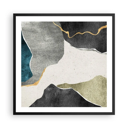 Poster in cornice nera - Composizione mosaico con filo d'oro - 60x60 cm