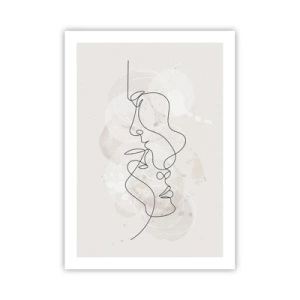 Poster - Arte facciale minimalista creata con una singola linea - 50x70cm - Intrecciati in un abbraccio - Decorazione murale moderna per soggiorno e camera da letto ARTTOR