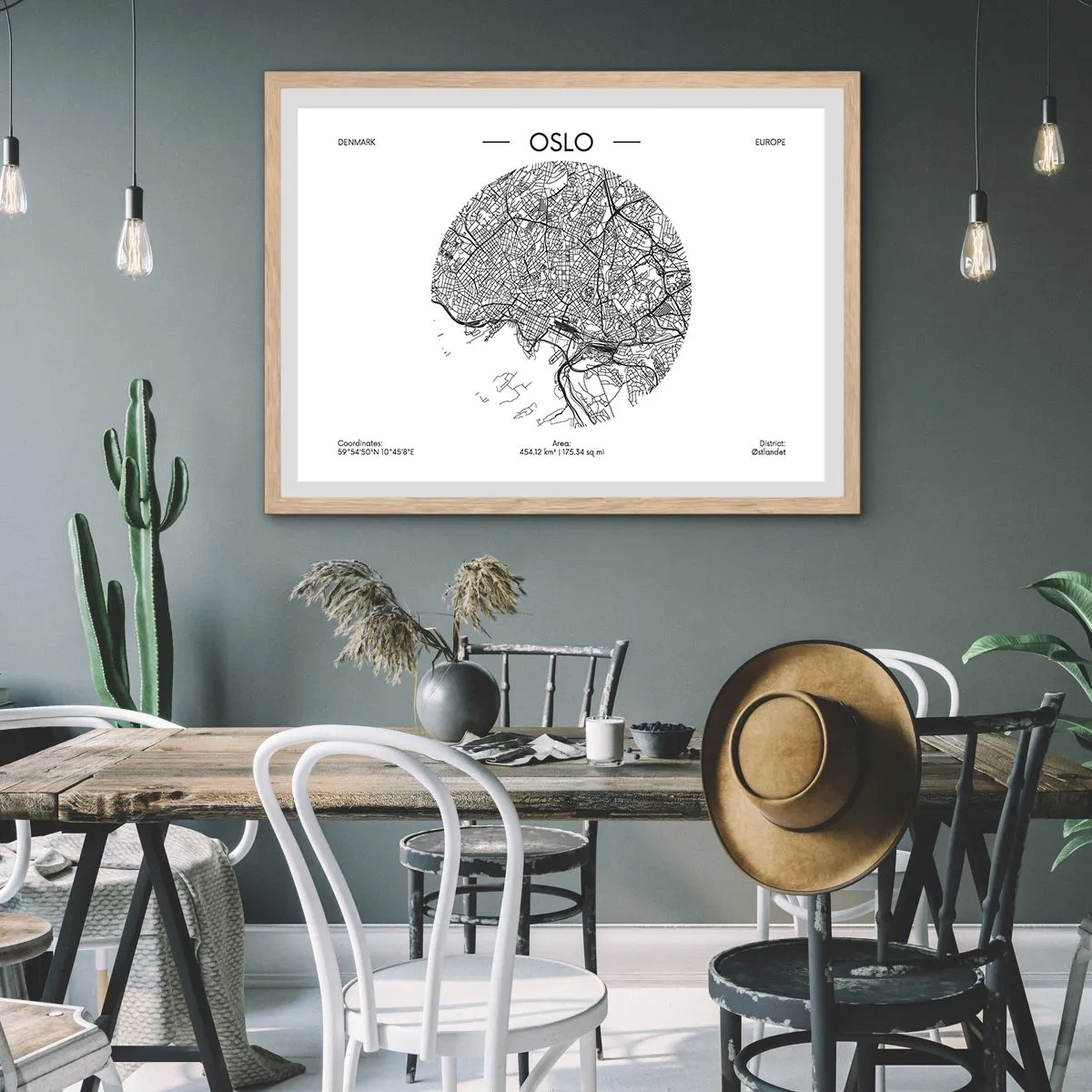 Poster in cornice rovere chiaro - Anatomia di Oslo - 70x50 cm