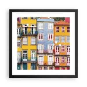 Poster in cornice nera - I colori della città vecchia - 40x40 cm