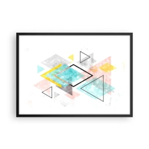 Poster in cornice nera - Motivi geometrici colorati su sfondo bianco - 70x50cm - Gioco geometrico - Decorazione murale moderna per soggiorno e camera da letto ARTTOR