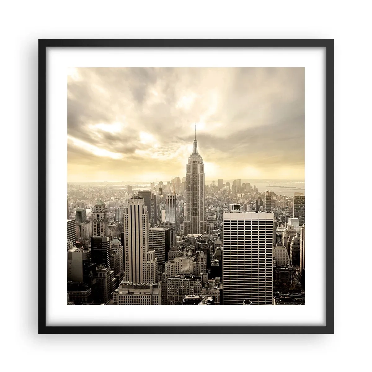Poster in cornice nera - New York in grigio - 50x50 cm