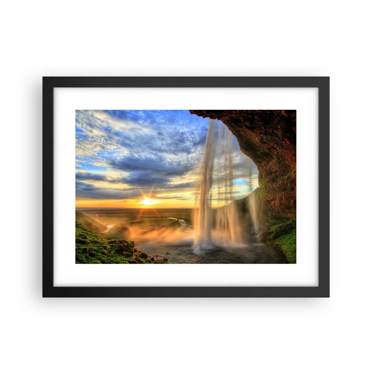 Poster in cornice nera - Il mondo dietro una tenda di gocce - 40x30 cm