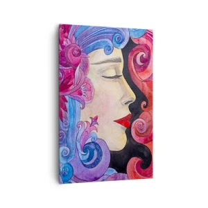 Quadro su tela - Stampe su Tela - Profilo colorato di una donna in stile artistico - 80x120cm - L'Art Nouveau è sempre viva - Decorazione murale moderna per soggiorno e camera da letto ARTTOR