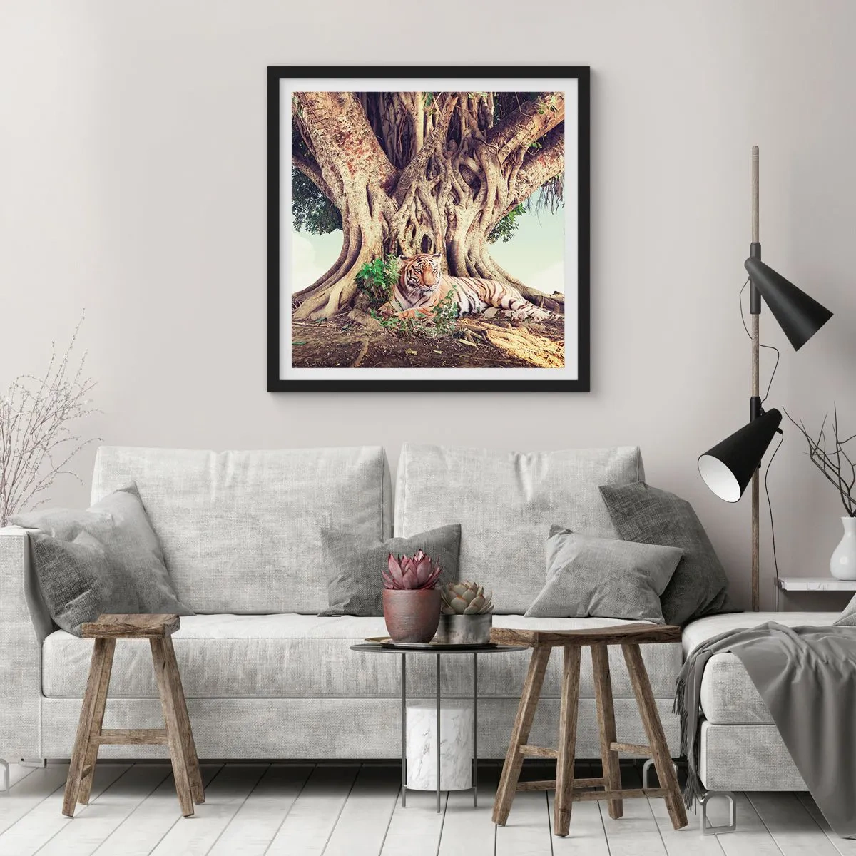 Poster in cornice nera - Vista dal Libro della Genesi - 40x40 cm