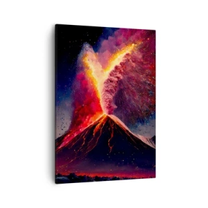 Quadro su tela - Stampe su Tela - Un'eruzione vulcanica unica di notte con colori dinamici. - 50x70cm - Bellezza e minaccia - Decorazione murale moderna per soggiorno e camera da letto ARTTOR