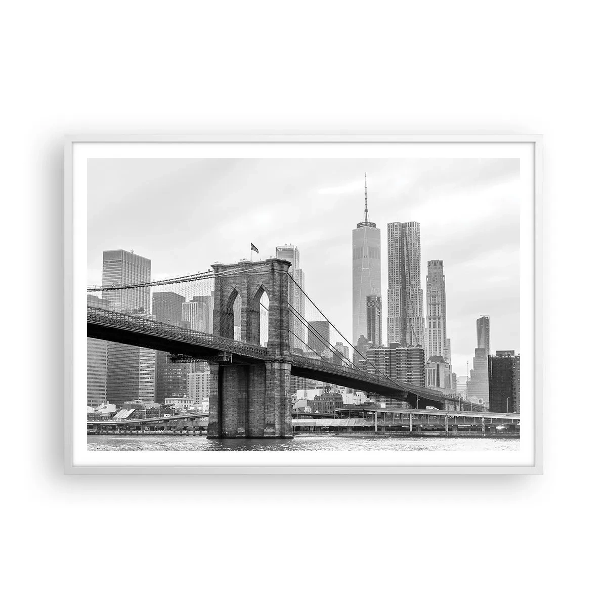 Poster in cornice bianca - Atmosfera di New York - 100x70 cm