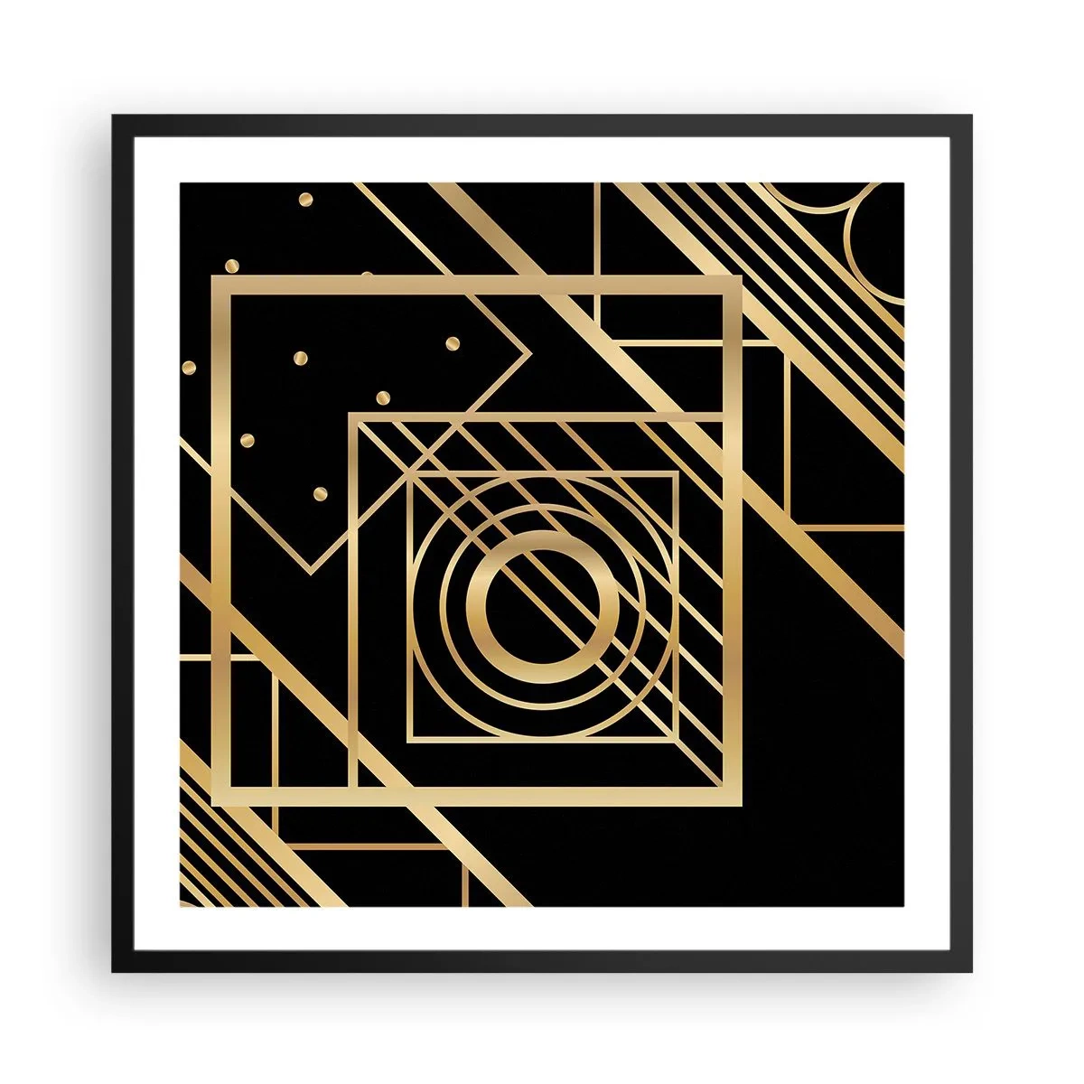 Poster in cornice nera - Geometria dorata - 60x60 cm
