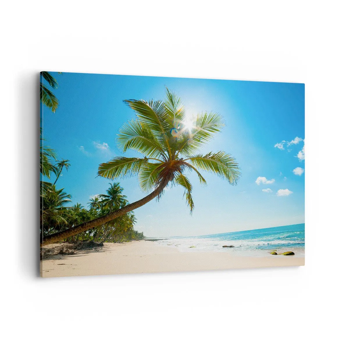 Quadro su tela - Stampe su Tela - Una spiaggia con palme in un paesaggio tropicale - 100x70cm - Non farlo vedere a nessuno - Decorazione murale moderna per soggiorno e camera da letto ARTTOR
