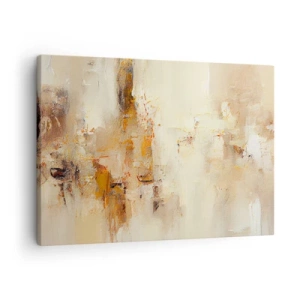 Quadro su tela - Stampe su Tela - Una composizione astratta nelle calde tonalità del giallo e del marrone. - 70x50cm - L'anima dell'ambra - Decorazione murale moderna per soggiorno e camera da letto ARTTOR