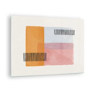 Quadro su vetro - Rettangoli astratti con linee in stile minimalista - 70x50cm - Da un angolo all'altro - Decorazione murale moderna per soggiorno e camera da letto ARTTOR