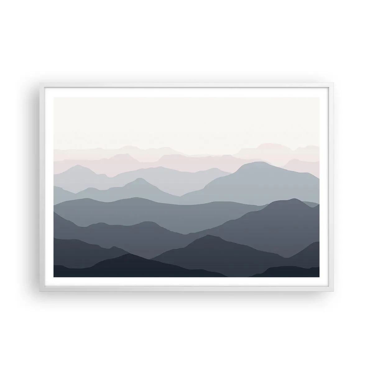 Poster in cornice bianca - Le onde dei monti - 100x70 cm