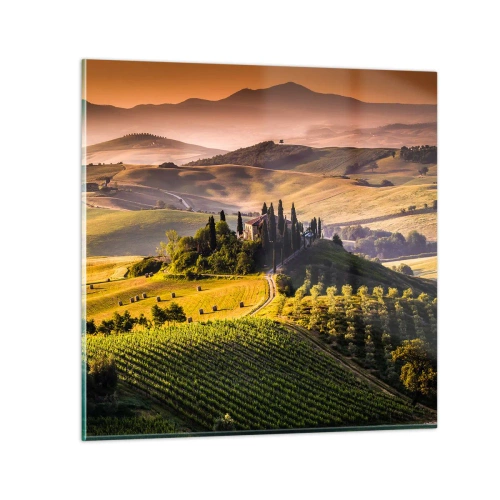 Quadro su vetro - Arcadia: paesaggio toscano - 30x30 cm