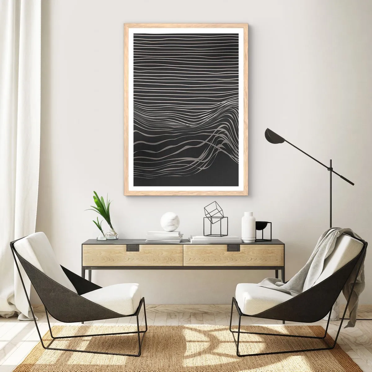 Poster in cornice rovere chiaro - Ritmo e accento - 70x100 cm