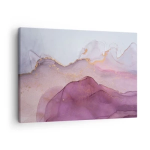 Quadro su tela - Stampe su Tela - Una composizione astratta nei toni del viola e dell'oro. - 70x50cm - Onde di lilla e viola - Decorazione murale moderna per soggiorno e camera da letto ARTTOR