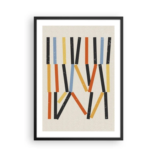 Poster in cornice nera - Astrazione geometrica colorata con linee verticali - 50x70cm - Composizione orizzontale - Decorazione murale moderna per soggiorno e camera da letto ARTTOR