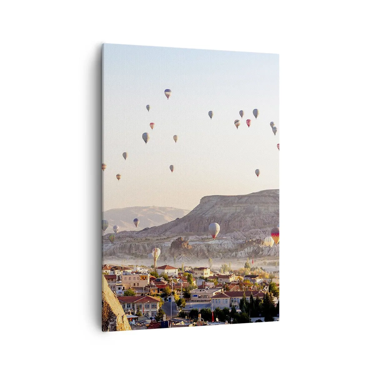 Quadro su tela - Stampe su Tela - Cappadocia con mongolfiere sullo sfondo di pittoresche colline - 70x100cm - Come navi nel cielo - Decorazione murale moderna per soggiorno e camera da letto ARTTOR