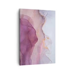 Quadro su tela - Stampe su Tela - Una composizione astratta nei toni del viola e dell'oro. - 50x70cm - Onde di lilla e viola - Decorazione murale moderna per soggiorno e camera da letto ARTTOR