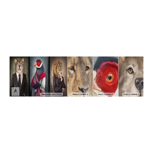 Campione di Fotomurale Premium Canvas - Che faccio io qui? - Astrazione, Cane, Uccello - 100x30 cm