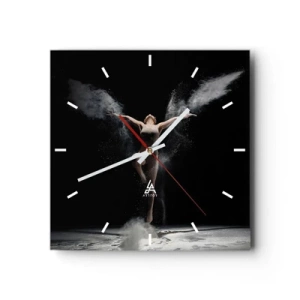 Orologio da parete - Orologio in Vetro - Una ballerina in movimento con un sorprendente effetto polvere su uno sfondo nero - 30x30cm - Gli elfi esistono - Decorazione murale moderna per soggiorno e camera da letto ARTTOR