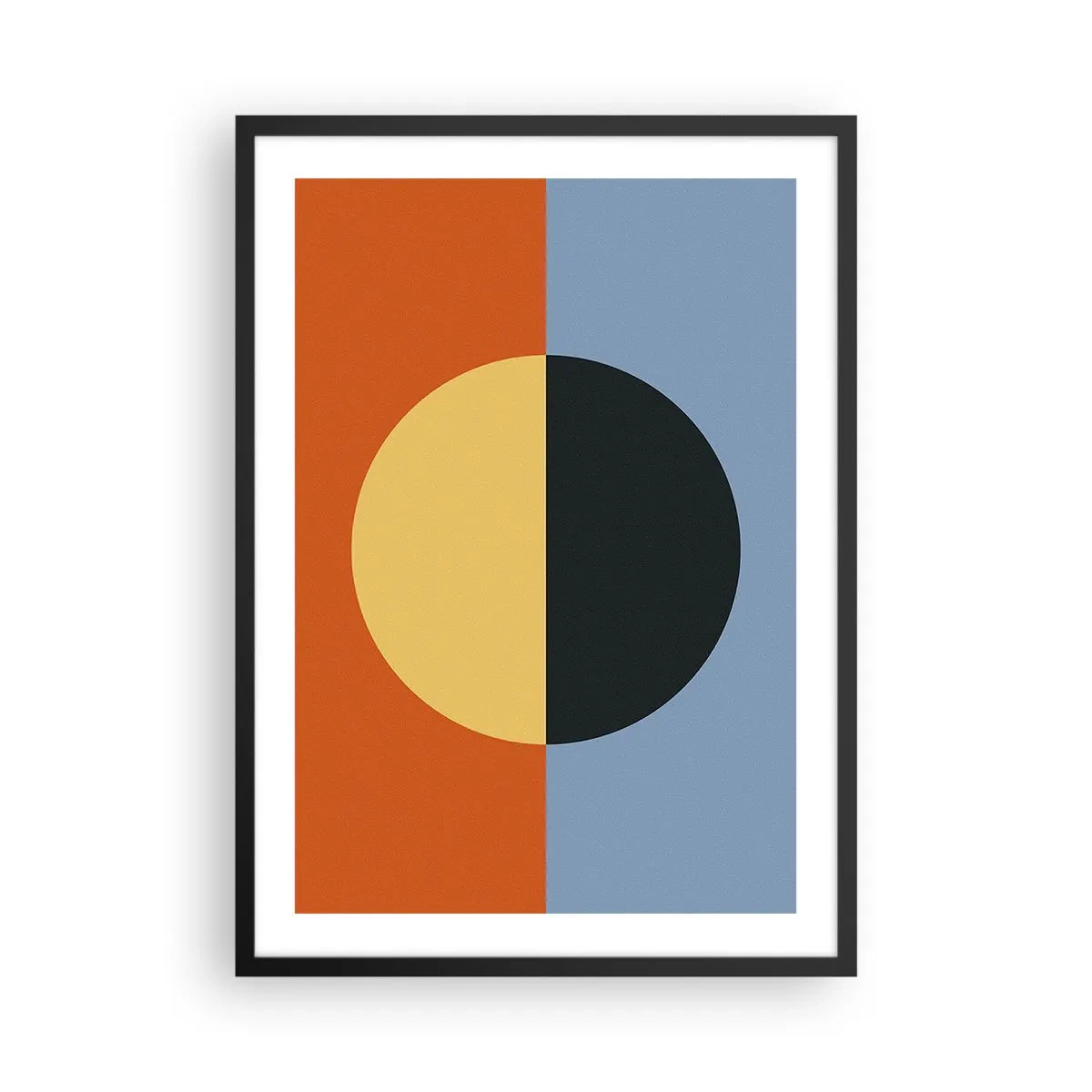 Poster in cornice nera - Composizione geometrica con cerchio e colori contrastanti - 50x70cm - Composizione di caldo e freddo - Decorazione murale moderna per soggiorno e camera da letto ARTTOR