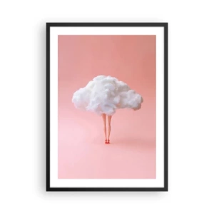 Poster in cornice nera - Una nuvola elegante con le gambe su uno sfondo rosa - 50x70cm - Dolce promessa - Decorazione murale moderna per soggiorno e camera da letto ARTTOR